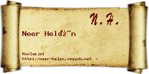 Neer Helén névjegykártya